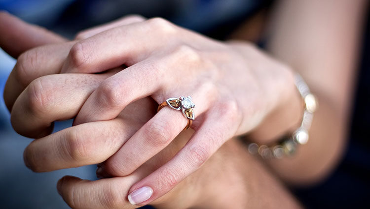 diamond engagement ring on woman hand